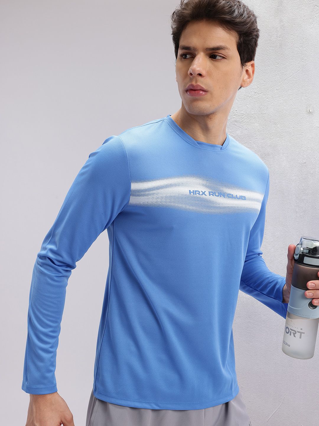 HRX by Hrithik Roshan Men Brand Logo Striped Rapid-Dry Running T-shirt