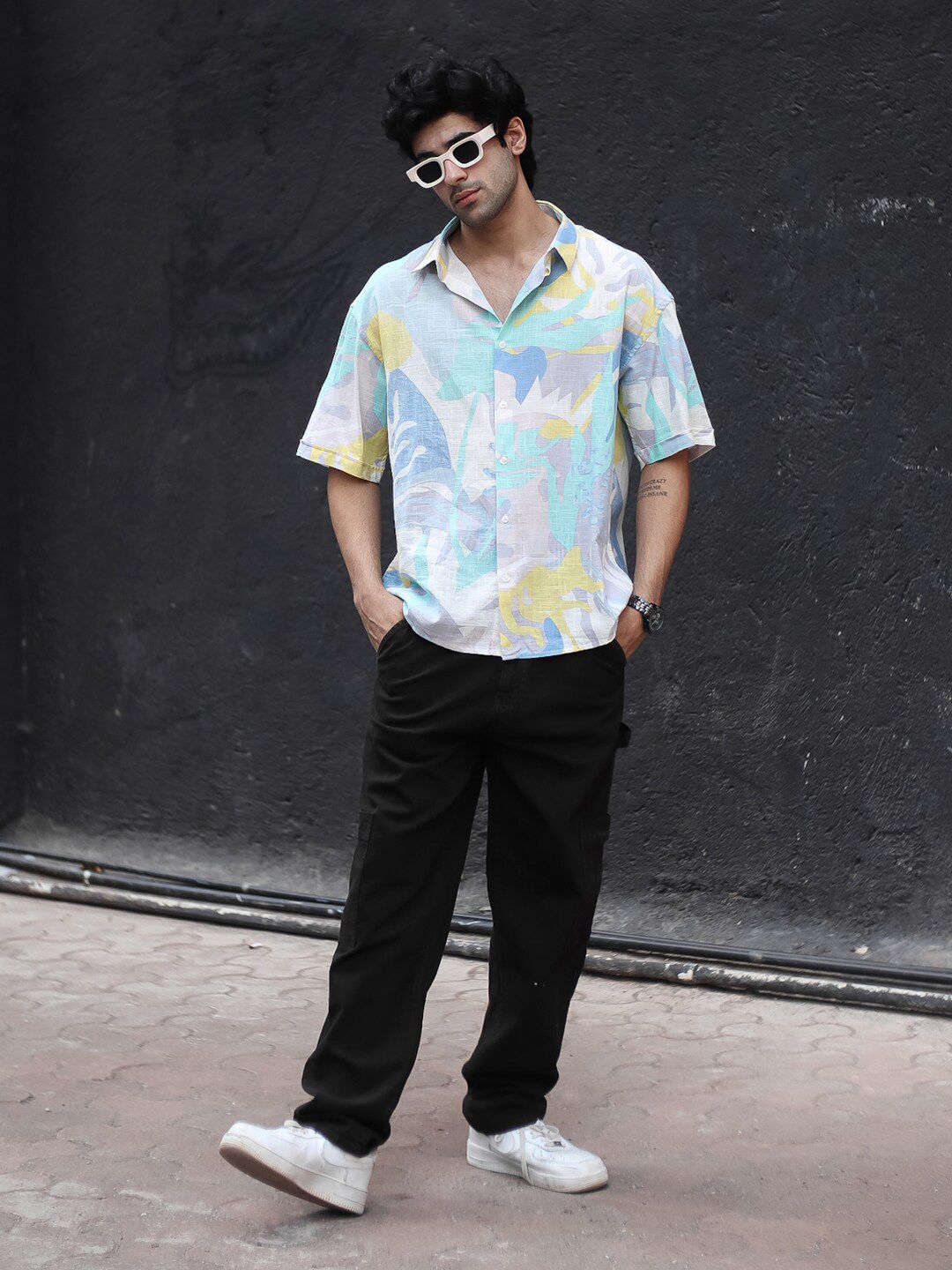 Powerlook Men Abstract Printed Oversized Casual Shirt