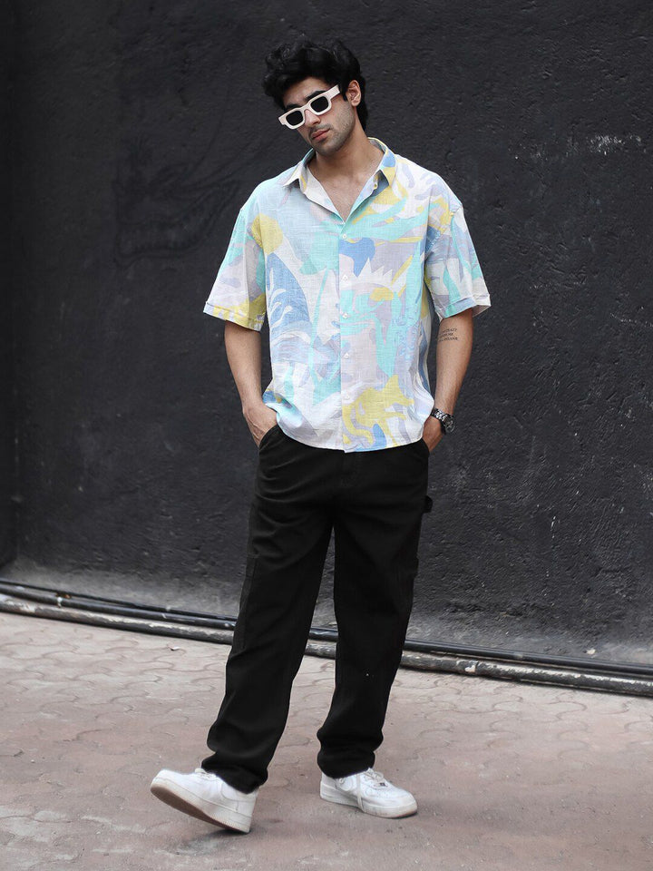Powerlook Men Abstract Printed Oversized Casual Shirt
