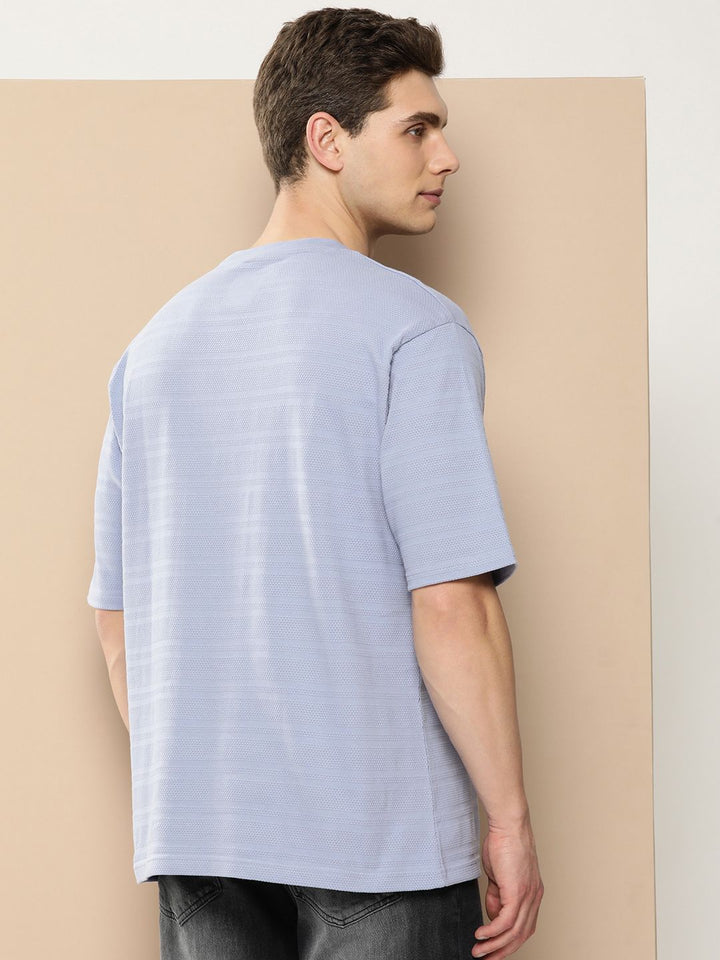 Difference of Opinion Men Self Design Applique Oversized T-shirt