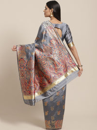 Saree mall Grey & Golden Woven Design Banarasi Saree