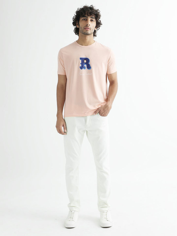 RARE RABBIT Men Hew Typography Printed Cotton Slim Fit T-Shirt