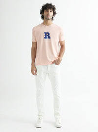 RARE RABBIT Men Hew Typography Printed Cotton Slim Fit T-Shirt