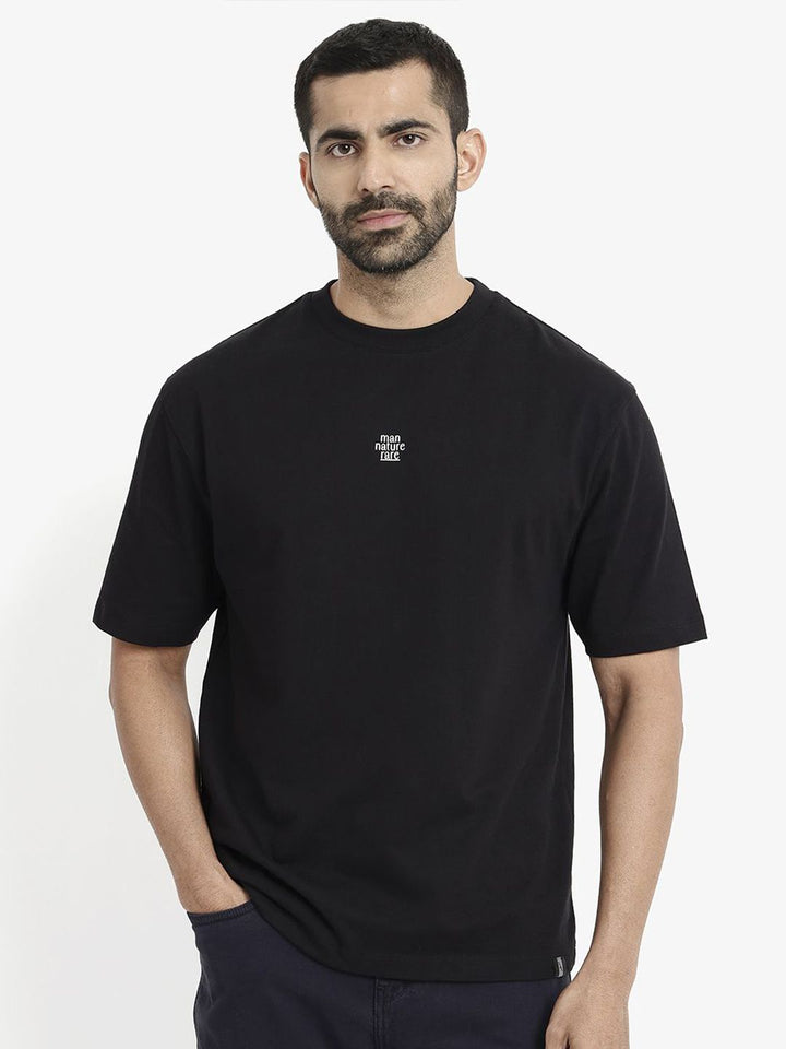 RARE RABBIT Men Graphic Printed Round Neck Cotton Oversized T-Shirt