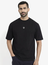 RARE RABBIT Men Graphic Printed Round Neck Cotton Oversized T-Shirt