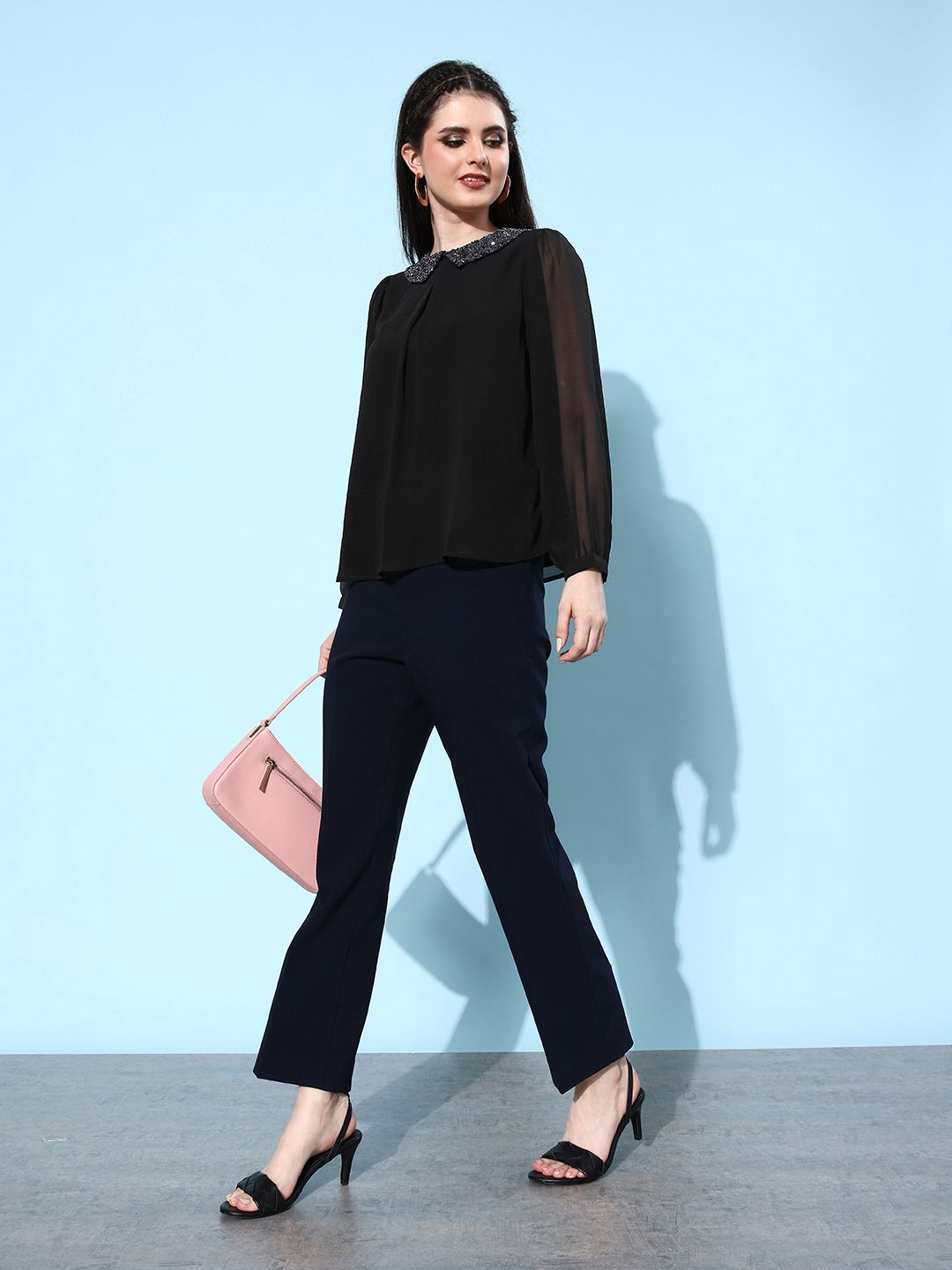 QUIERO Black Peter Pan A-Line Top