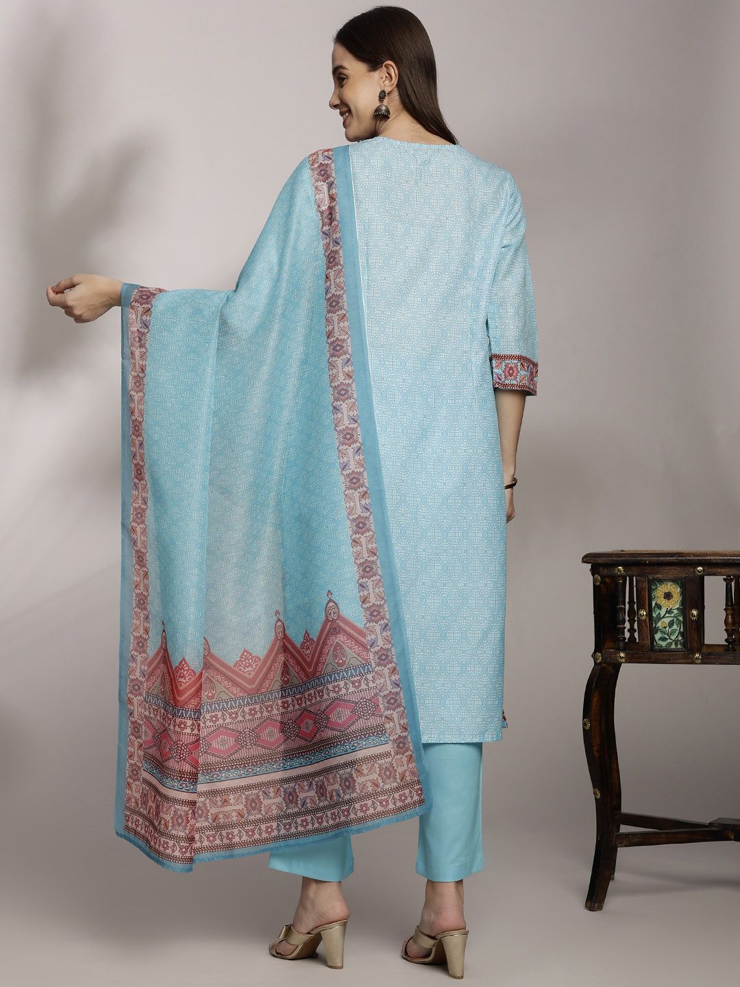Anouk Women Ethnic Motifs Printed Kurta with Trousers & Dupatta
