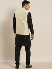 SOJANYA Mandarin Collar Regular Kurta With Churidar & Nehru Jacket