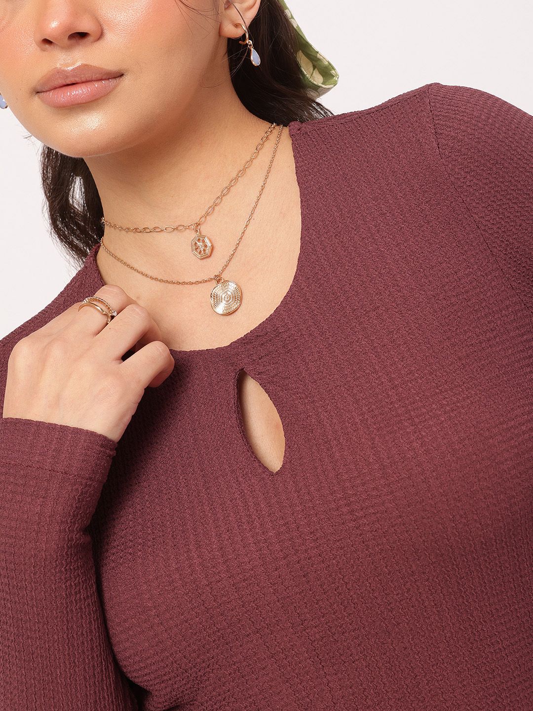 DressBerry Sweet & Sassy Textured Fitted Top