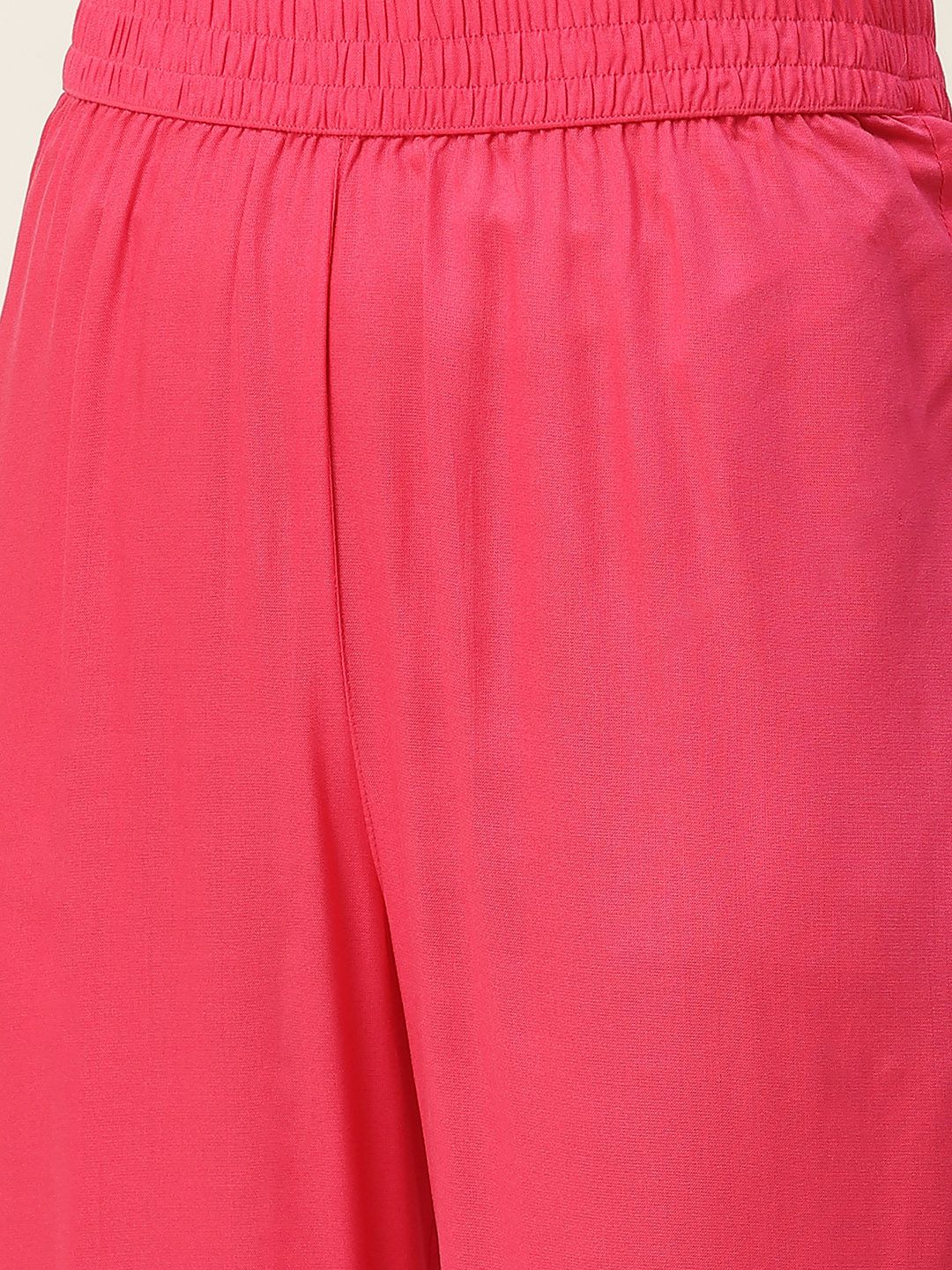 Shae by SASSAFRAS Women Fuchsia Embroidered Yoke Design Anarkali Kurta with Trousers