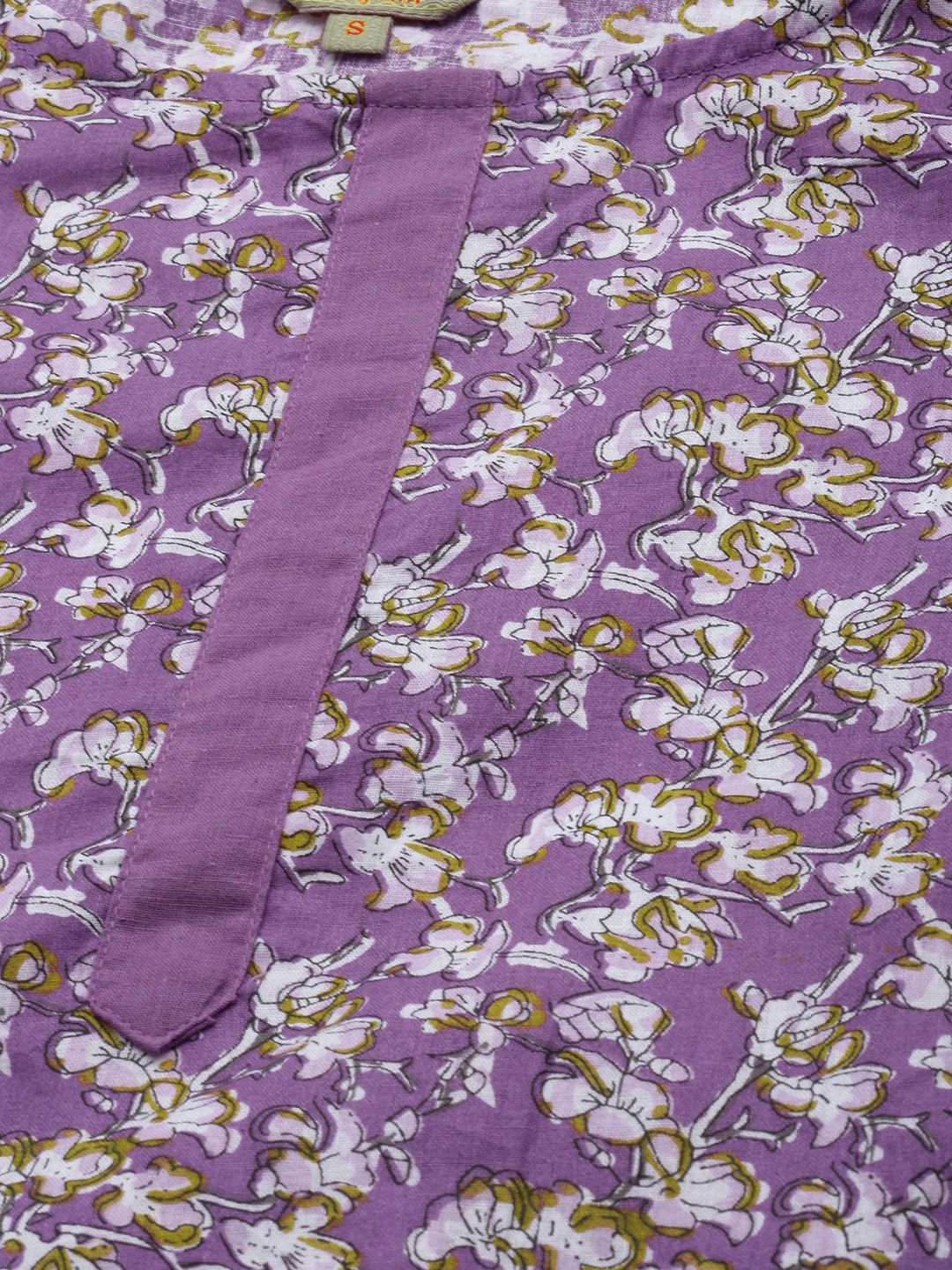 Anouk Women Lavender Floral Printed Regular Pure Cotton Kurta with Trousers