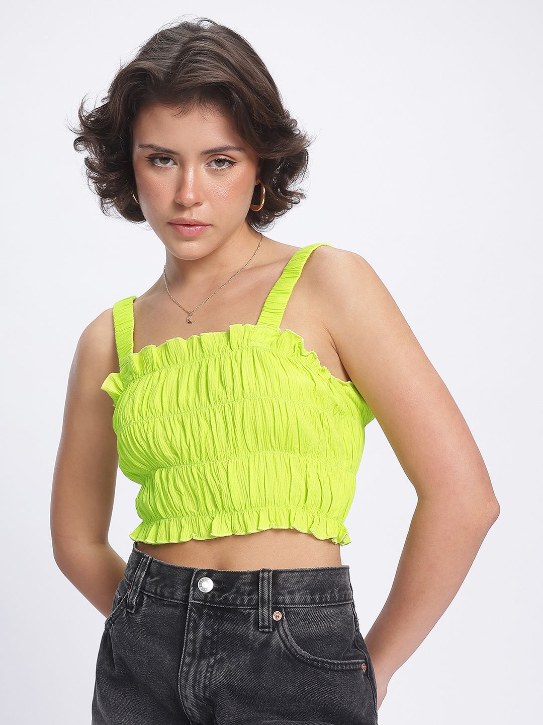 DressBerry Vibrant Vibes Smocked Crop Top