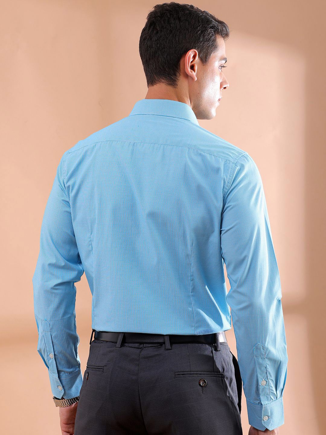 The Indian Garage Co. X Luxe Men Slim Fit Micro Checks Formal Shirt