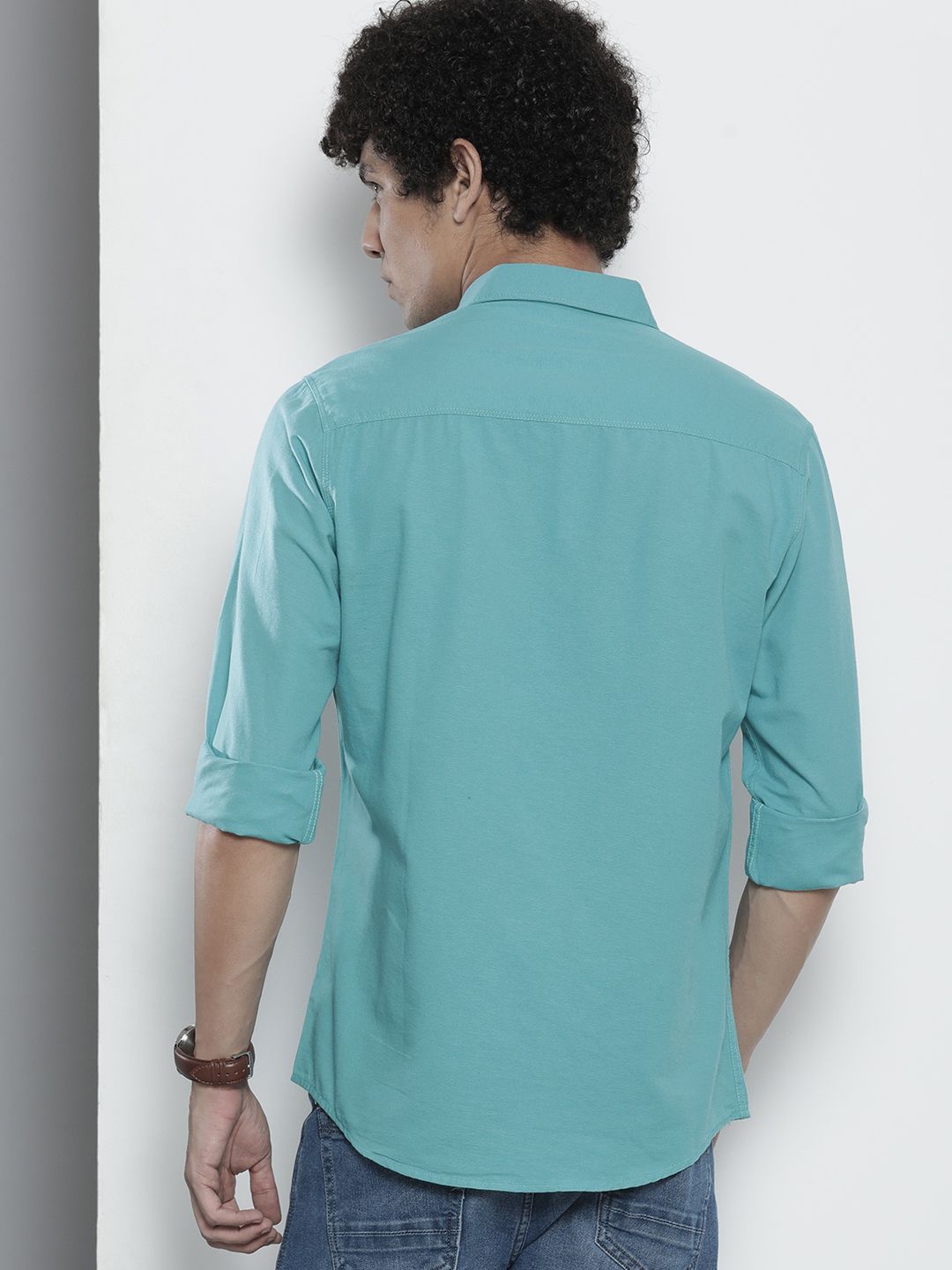 The Indian Garage Co Men Blue Solid Casual Shirt