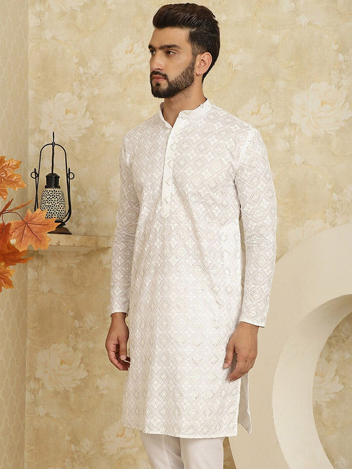 SOJANYA Kurta Lurus Kolar Mandarin Sulam Bunga