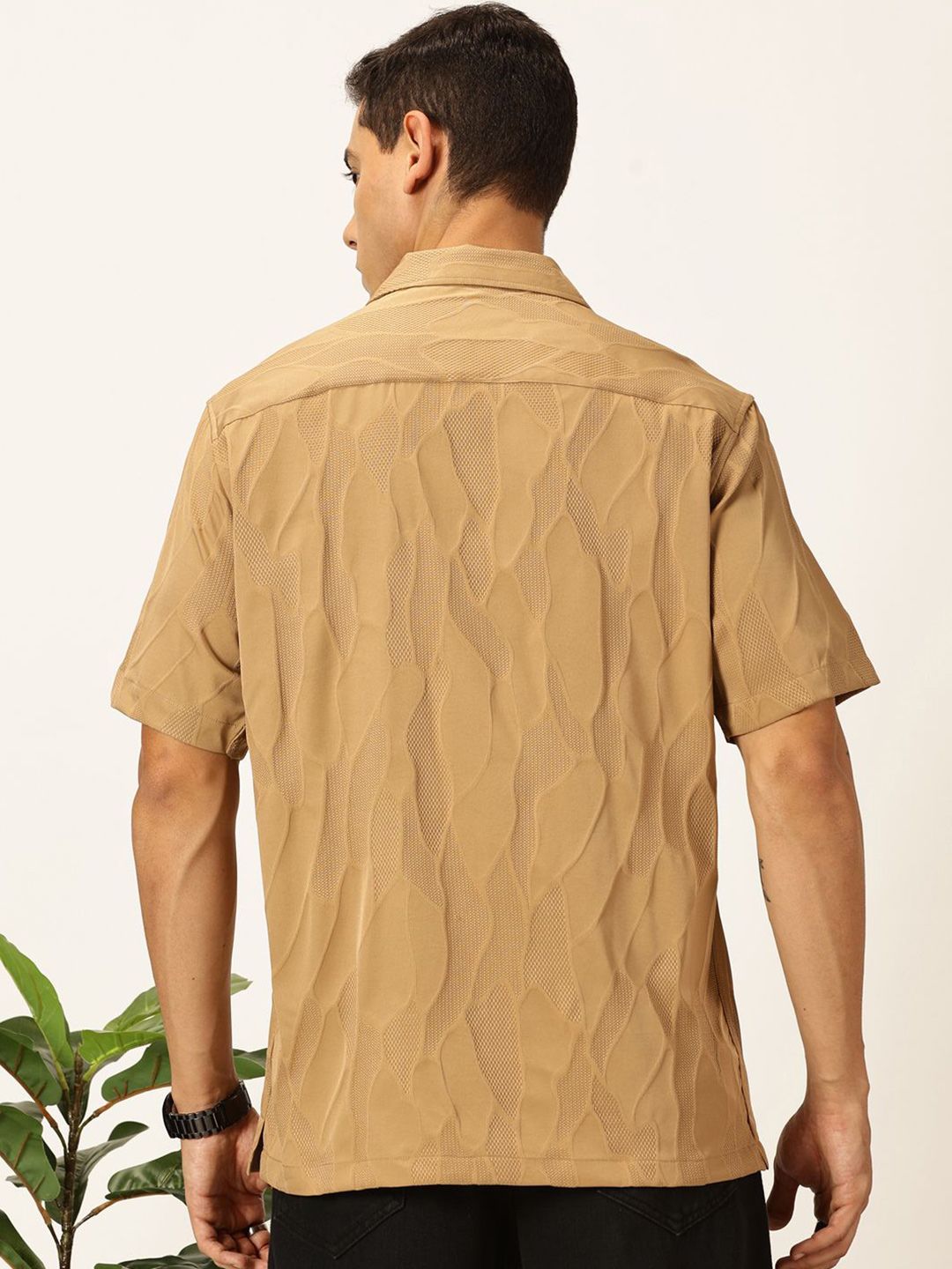 Thomas Scott Men Premium Slim Fit Self Design Textured Casual Shirt