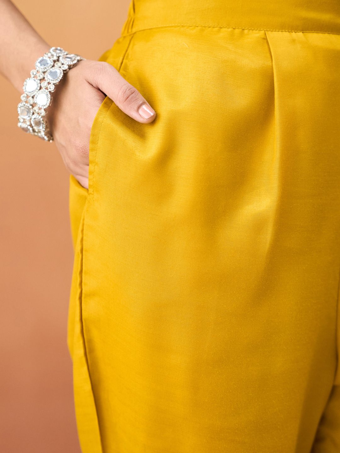 KALINI Ethnic Motifs Patch Work Straight Kurta With Trouser And Dupatta