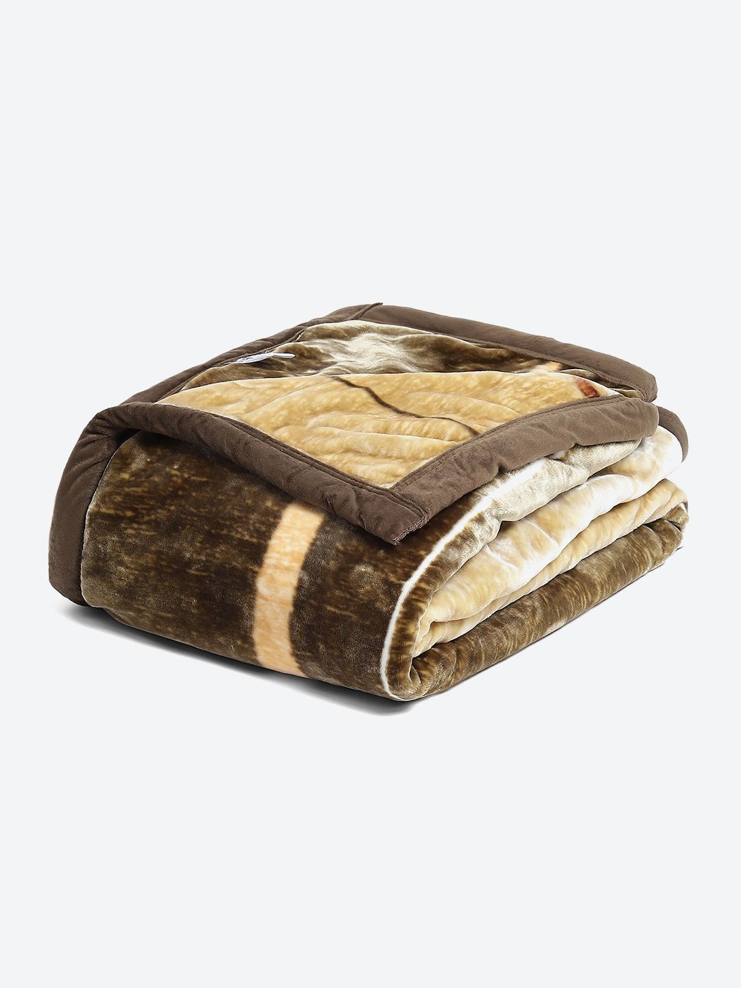 Monte Carlo Beige & Brown Geometric 850 GSM Mild Winter Single Bed Blanket