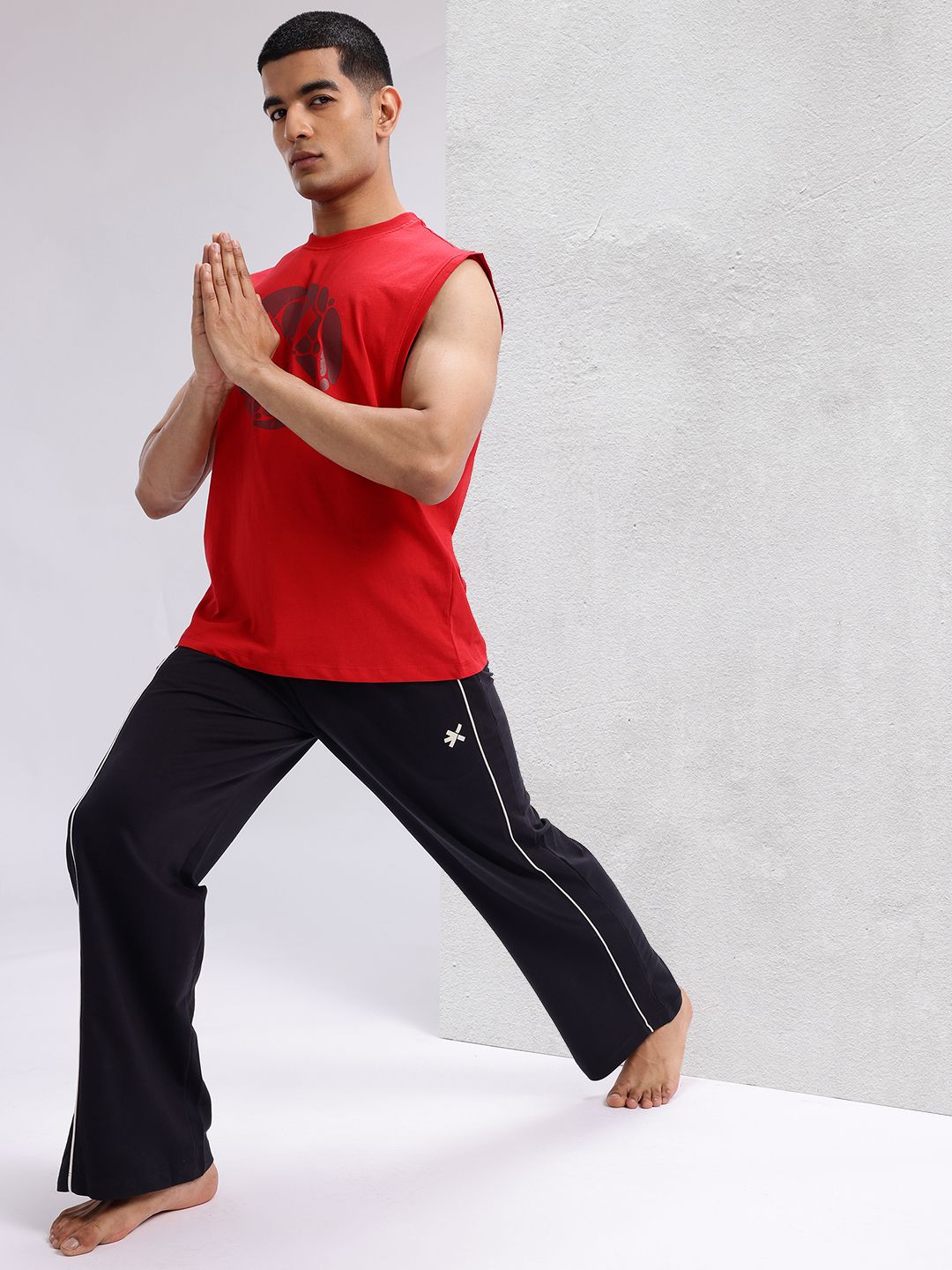 HRX oleh Hrithik Roshan dicetak T-shirt Yoga Kapas Pure