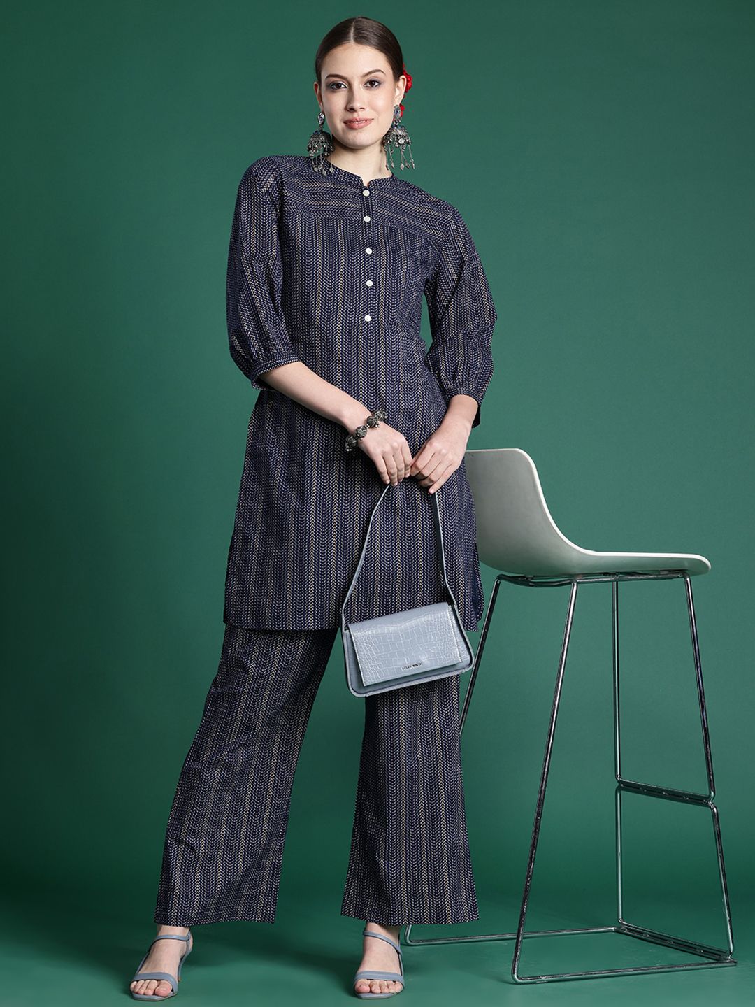 Indo Era Printed Regular Pure Cotton Kurta with Palazzos