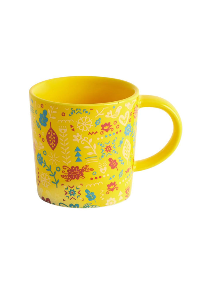 Chumbak Yellow Printed Ceramic Mug