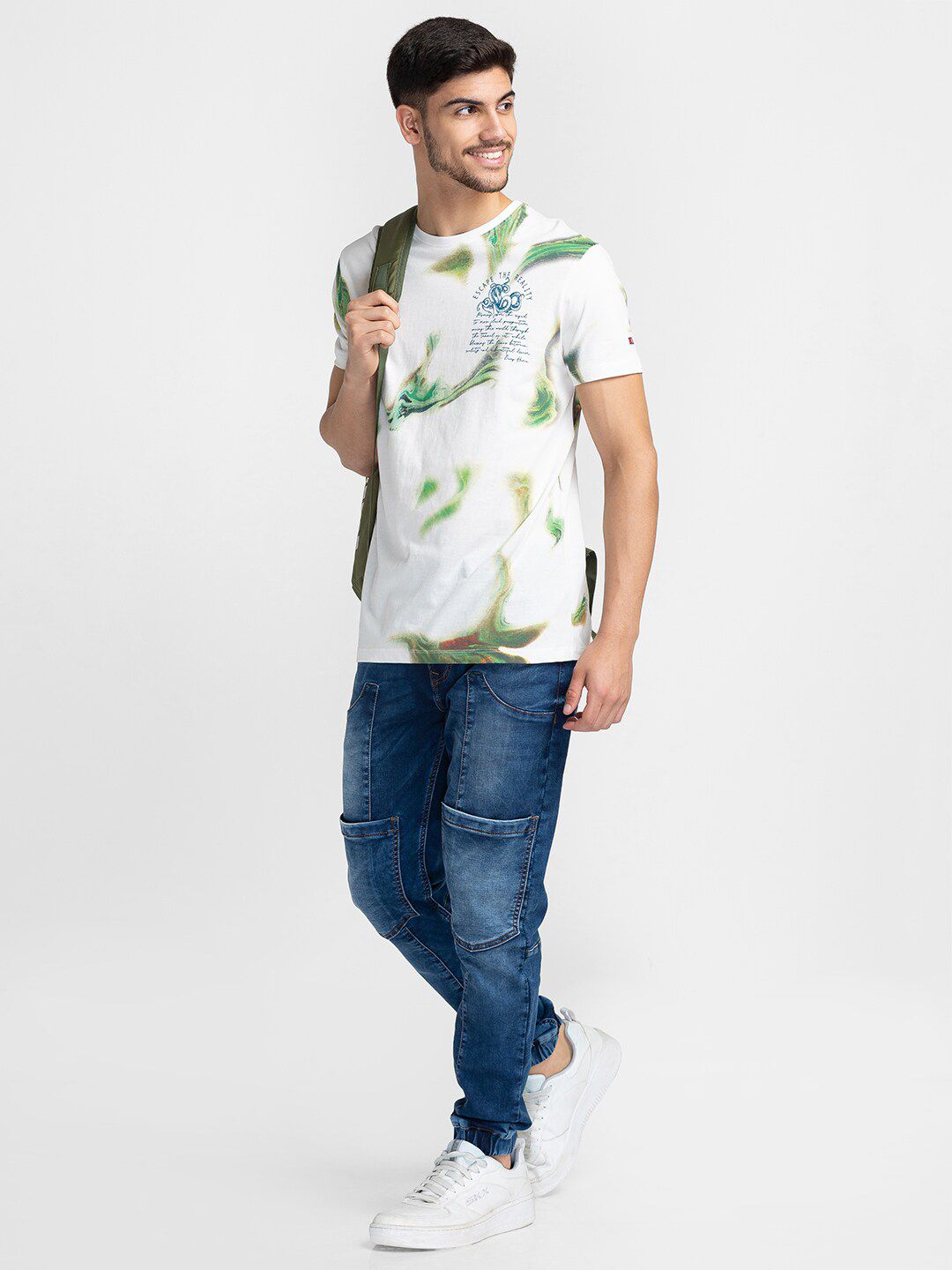 Being Human Abstract Printed Round Neck T-shirt