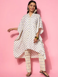 Libas Floral Printed V Neck Pure Cotton Kaftan Co-Ords