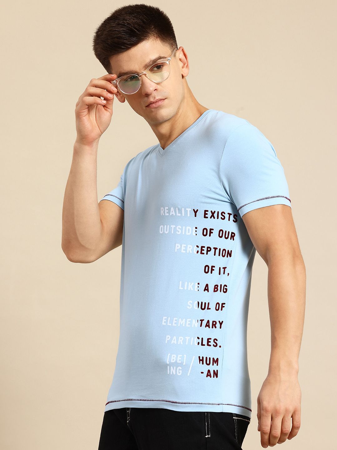 Being Human Typography V-Neck T-shirt