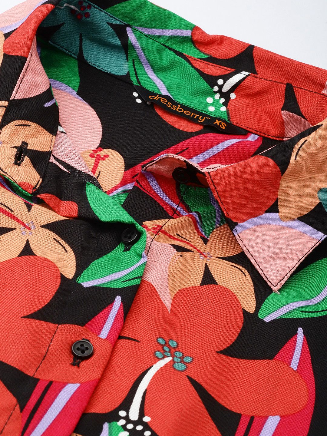 DressBerry Keep Blooming Floral Printed Shirt Style Crop Top