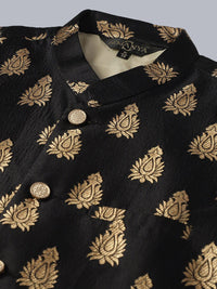 SOJANYA Embroidered Straight Kurta With Churidar And Nehru Jacket