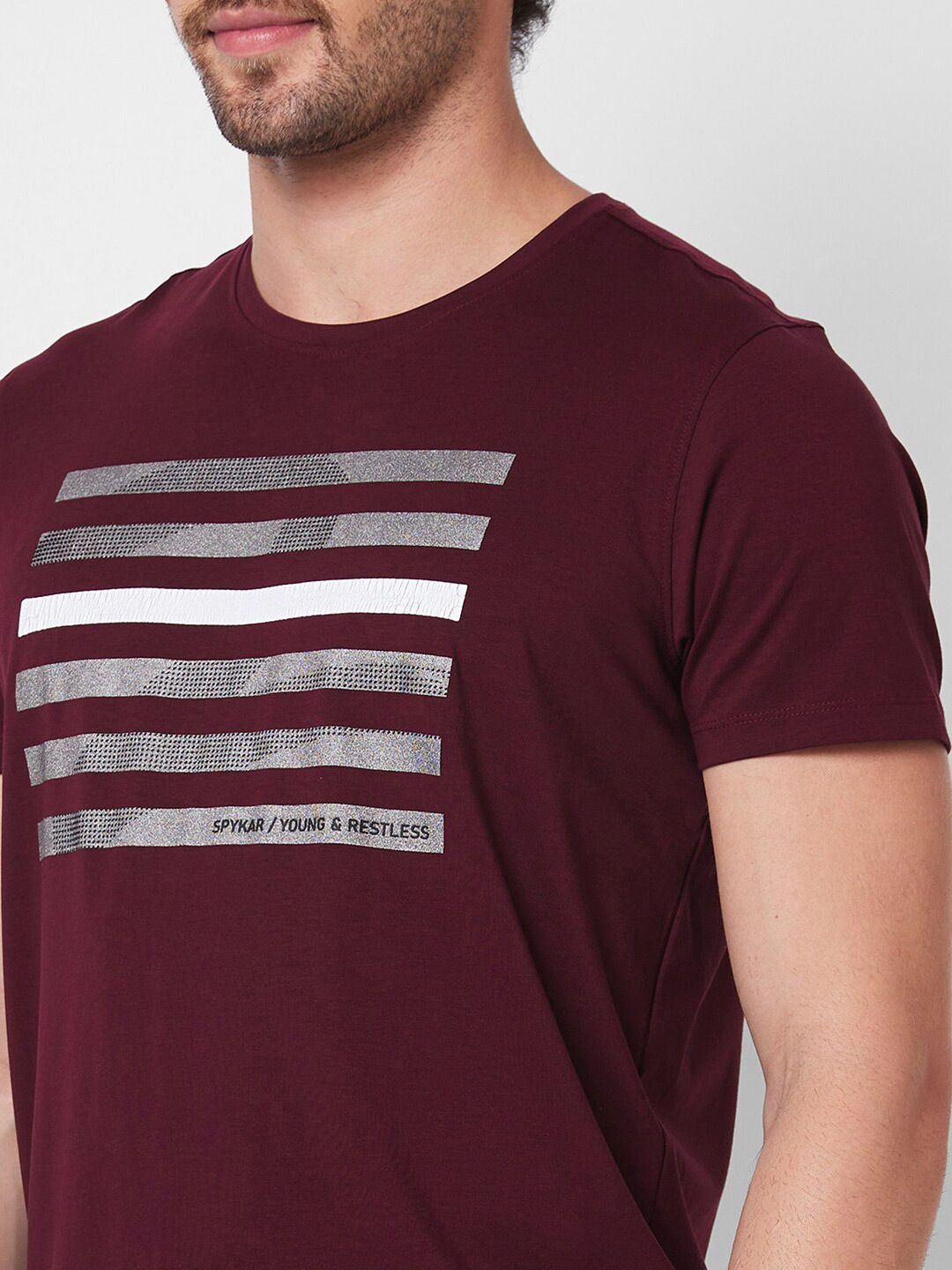 SPYKAR Typography Printed Round Neck Cotton Slim Fit T-shirt