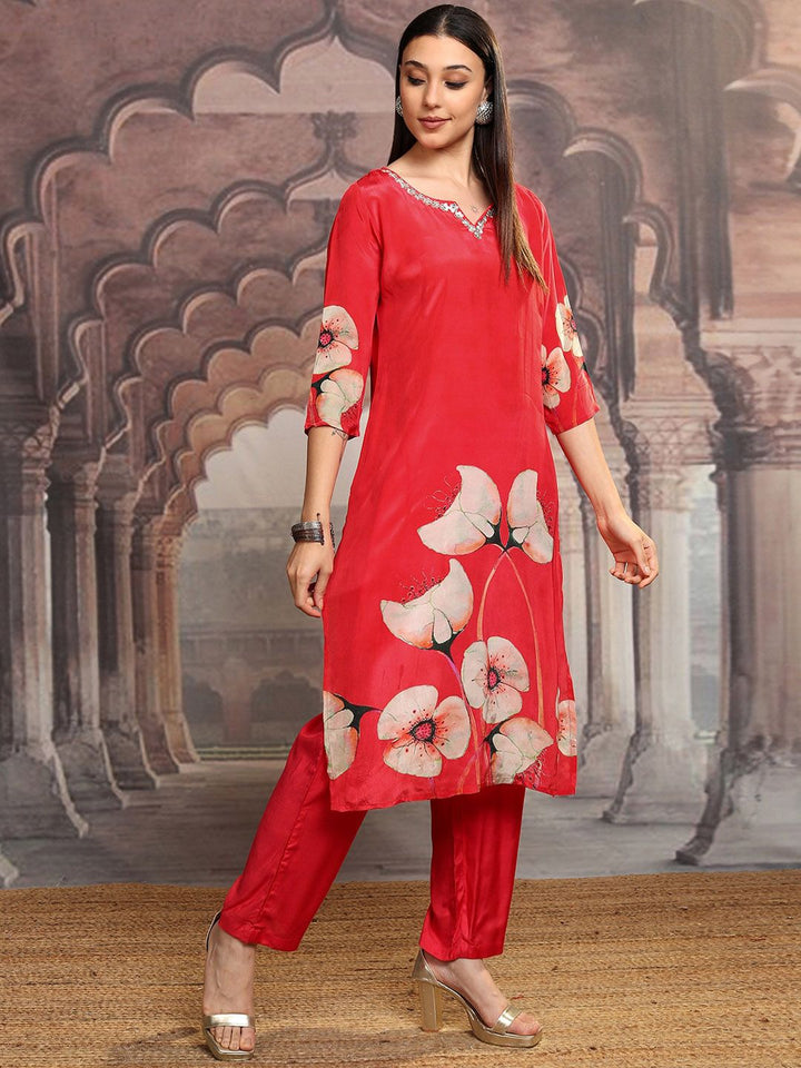 Vishudh Women Floral Printed Regular Pure Cotton Kurta with Trousers & Dupatta
