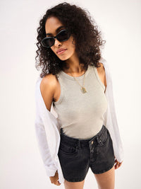 SASSAFRAS BASICS Ribbed Cotton Fitted Top