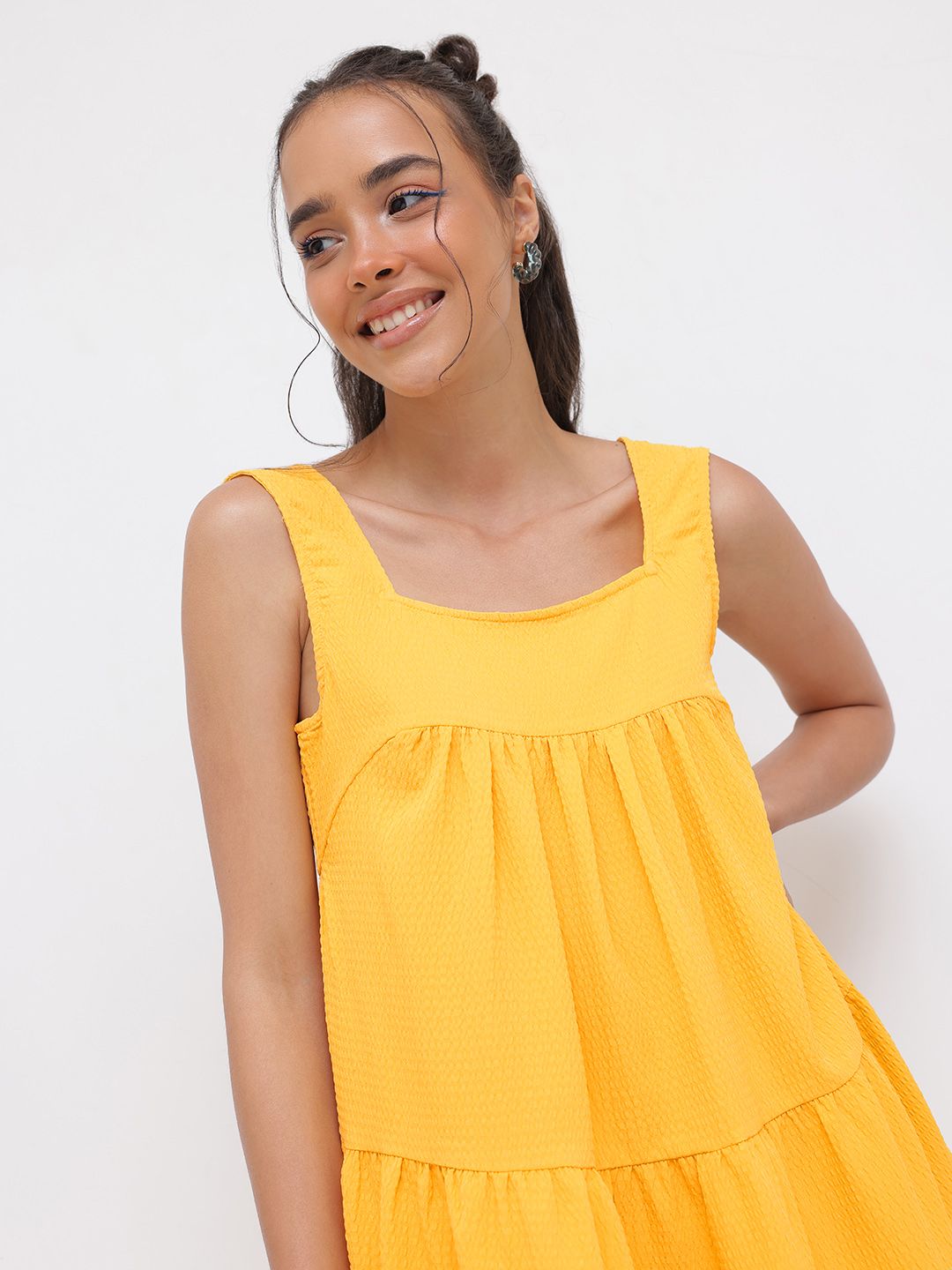 DressBerry Summer Sparkle Seersucker Tiered A-Line Dress