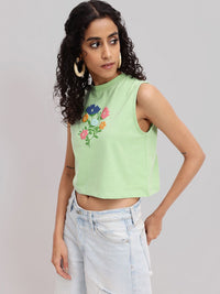 DressBerry Vibrant Artistic Flair Sleeveless Crop T-shirt