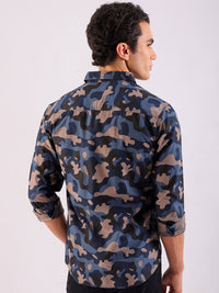The Indian Garage Co Men Teal & Beige Printed Casual Shirt
