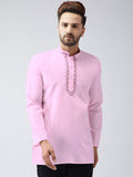SOJANYA Men Pink Sulam Kurta Pendek