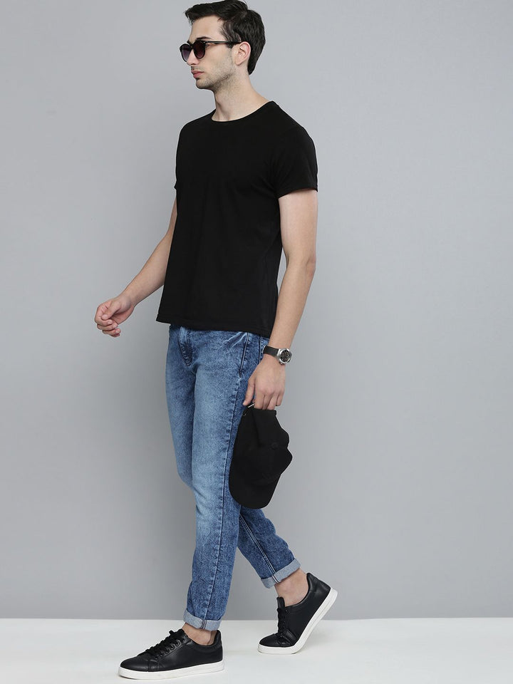 The Indian Garage Co Men Blue Slim Fit Mildly Distressed Light Fade Stretchable Jeans