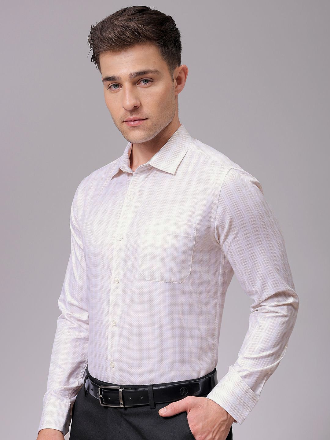 The Indian Garage Co. X Luxe Men Slim Fit Multi Stripes Opaque Striped Formal Shirt