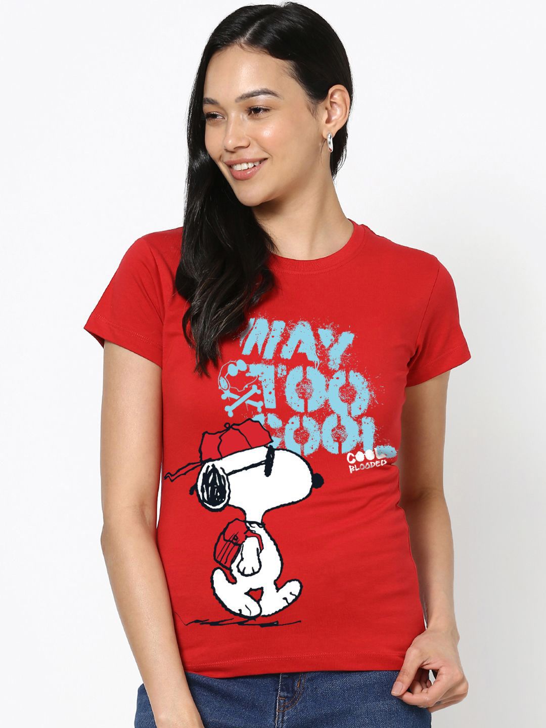 Bewakoof Women Typography Printed Round Neck Cotton Peanuts T-shirt