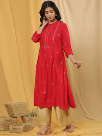 W Printed Mandarin Collar Regular Kurta with Trousers