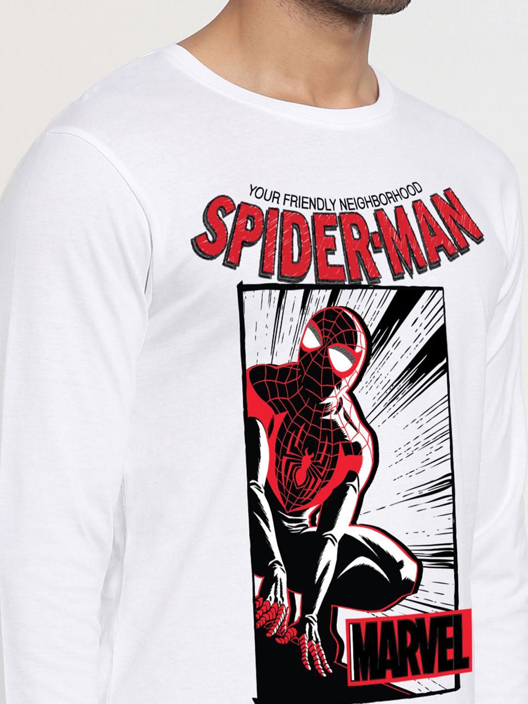 Bewakoof Men Graphic Spider-Man Printed Round Neck Pure Cotton T-shirt