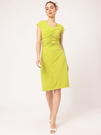 DressBerry Workspace Edit Ruched V-Neck Sheath Dress