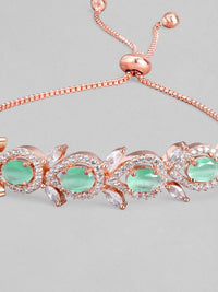 Rubans 18k Rose Gold Green Green Ad & padu Zirkonia Zirkonia Tarik Rantaian Tarik