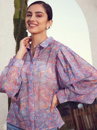 STREET 9 Lavender Comfort Paisley Printed Casual Shirt