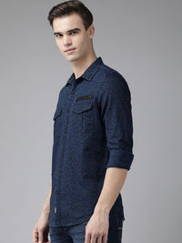 SPYKAR Men Pure Cotton Slim Fit Micro Ditsy Floral Printed Casual Shirt