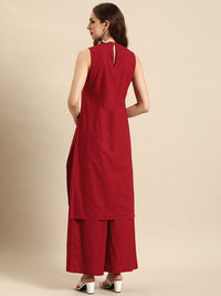 Anouk Women Solid Round Neck Pure Cotton Kurta