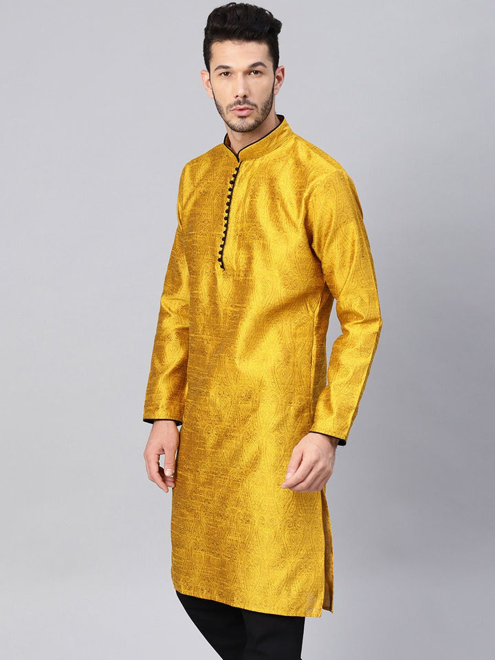 SOJANYA Lelaki Mustard Kurta Lurus Padat
