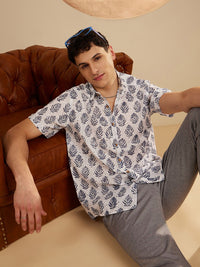 DENNISON Semi Sheer Block Printed Oversized Casual Shirt