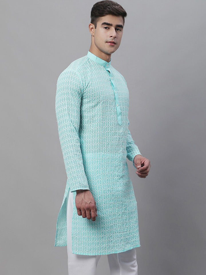 SOJANYA Embroidery Mandarin Collar Thread Work Pure Cotton Kurta